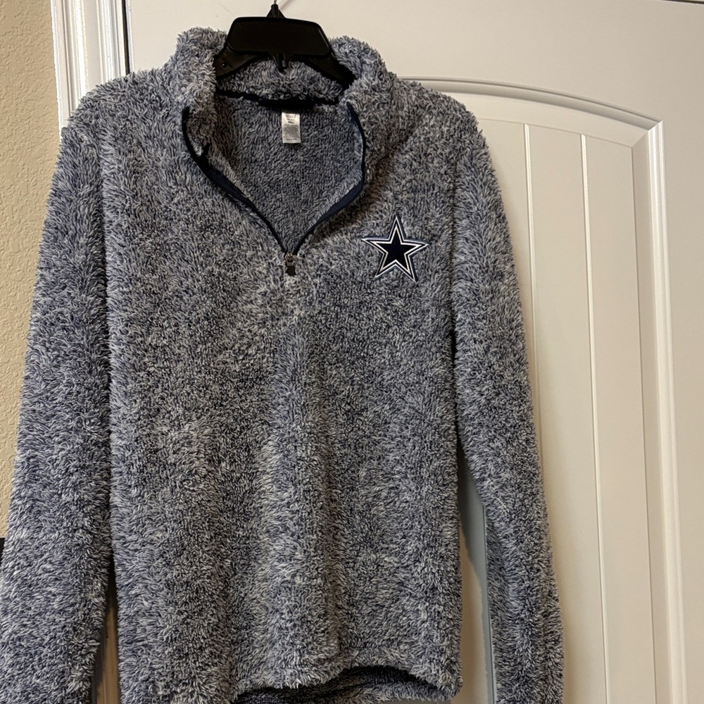 Dallas Cowboys Authentic Blue Star-Embroidered Zip-Up Sweater
